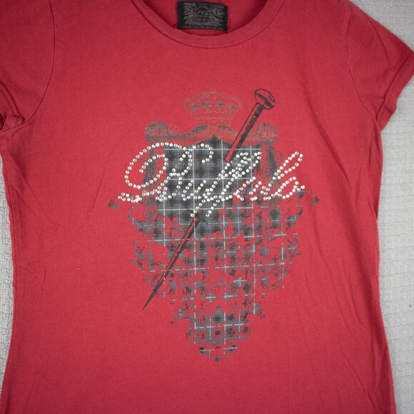 Buffalo David Bitton Grunge Y2K Rhinestone Tee - Picture 3 of 6